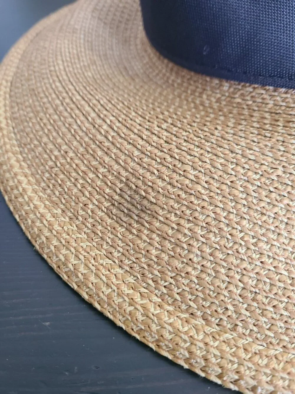 Eric Javits Halo Natural Black Squishee UPF 50+ Straw Visor Hat Wide Brim - Picture 5 of 6